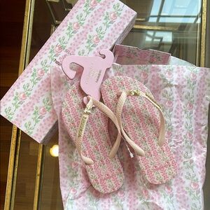 Pink Floral Flip Flops